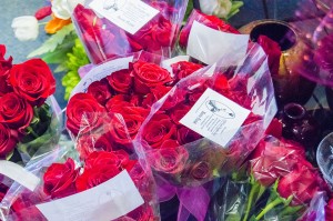 Carolyn Harris, owner of Harris Florist on Avenue H in Nederland, ordered 160 dozen roses to hand out during the shop’s 21st annual Good Neighbor Day rose give-a-way Wednesday morning. Each dozen roses had a card instructing the recipient to keep one rose for themselves and give away the remaining 11.