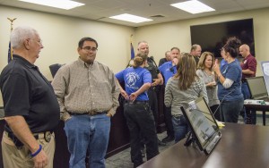 Nederland residents and family members thank their Nederland police, firefighters and emergency personnel during the Nederland Chamber’s “Salute to First Responders” Friday morning at the Homer E. Nagel Public Safety Complex.