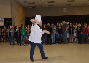 “Chef” Richard Schleiffer dances during Beans and Jeans at the Robert A. “Bob” Bowers Civic Center on Saturday. Mary Meaux/The News 