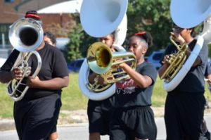 The Thomas Jefferson Middle School band makes their way down Procter Street during the parade. Mary Meaux/The News