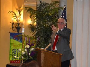 Port Neches Mayor Glenn Johnson shares some humor while serving as master of ceremonies during the banquet. Mary Meaux/The News